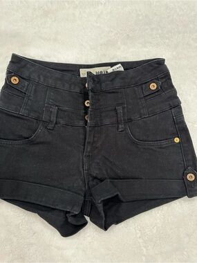 Topshop High-Waist Black Women's Denim Shorts size 28